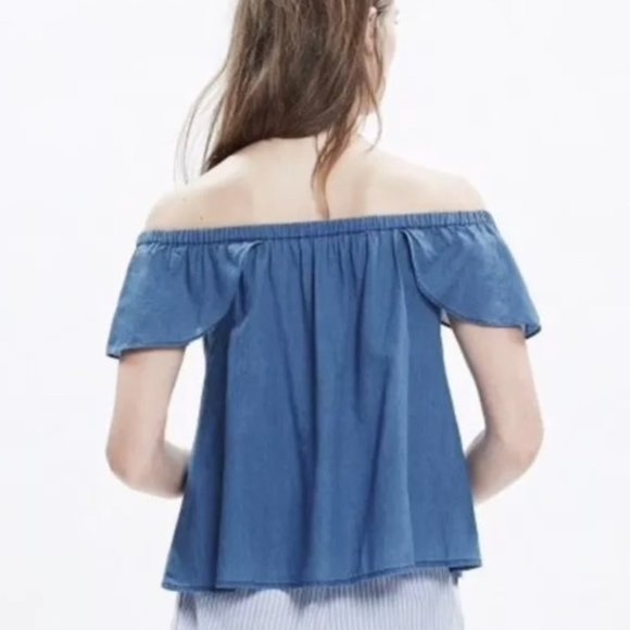 NWT Madewell Chambray Off Shoulder Top Bellamy - Picture 2 of 8